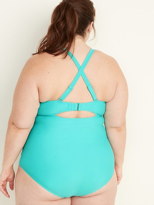 Image number 6 showing, Wrap-Front Secret-Slim Underwire Plus-Size One-Piece Swimsuit