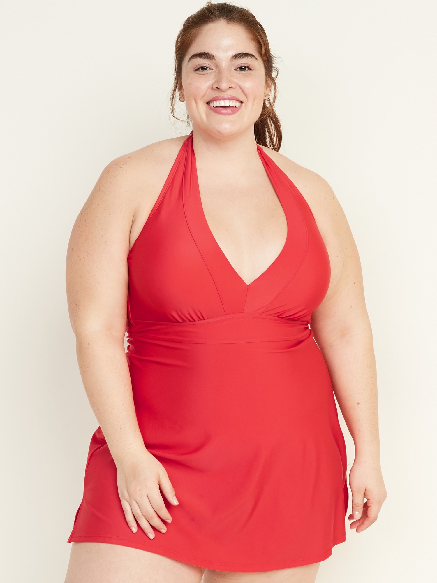 halter swim dress plus size