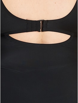 Secret-Slim Tie-Front Cap-Sleeve Plus-Size One-Piece Swimsuit