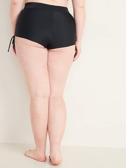 View large product image 2 of 3. High-Waisted Secret-Slim Plus-Size Side-Tie Swim Shorts -- 1.5-inch inseam