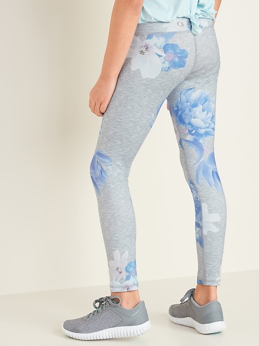 View large product image 2 of 3. Mid-Rise Go-Dry Floral Elevate Leggings for Girls