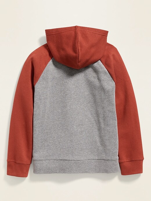 View large product image 2 of 2. Color-Blocked Raglan-Sleeve Pullover Hoodie For Boys