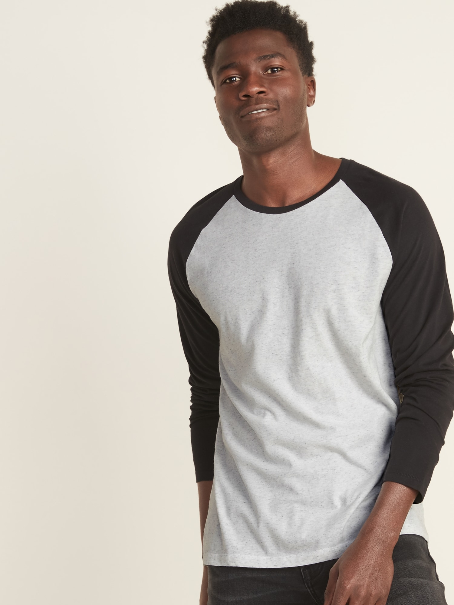 Soft-Washed Color-Blocked Raglan-Sleeve Tee for Men