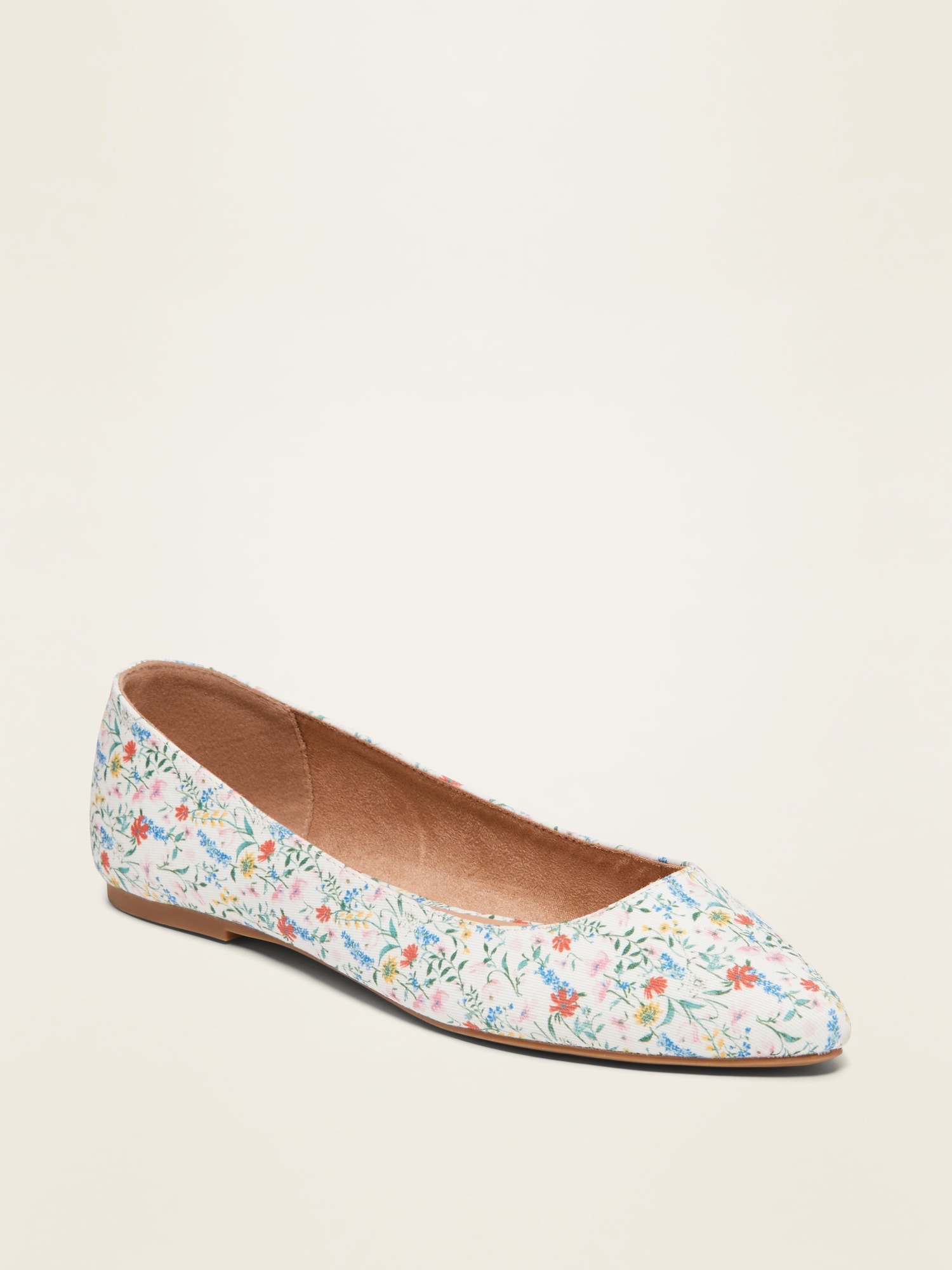 Patterned Textile Pointy Toe Ballet Flats for Women Old Navy