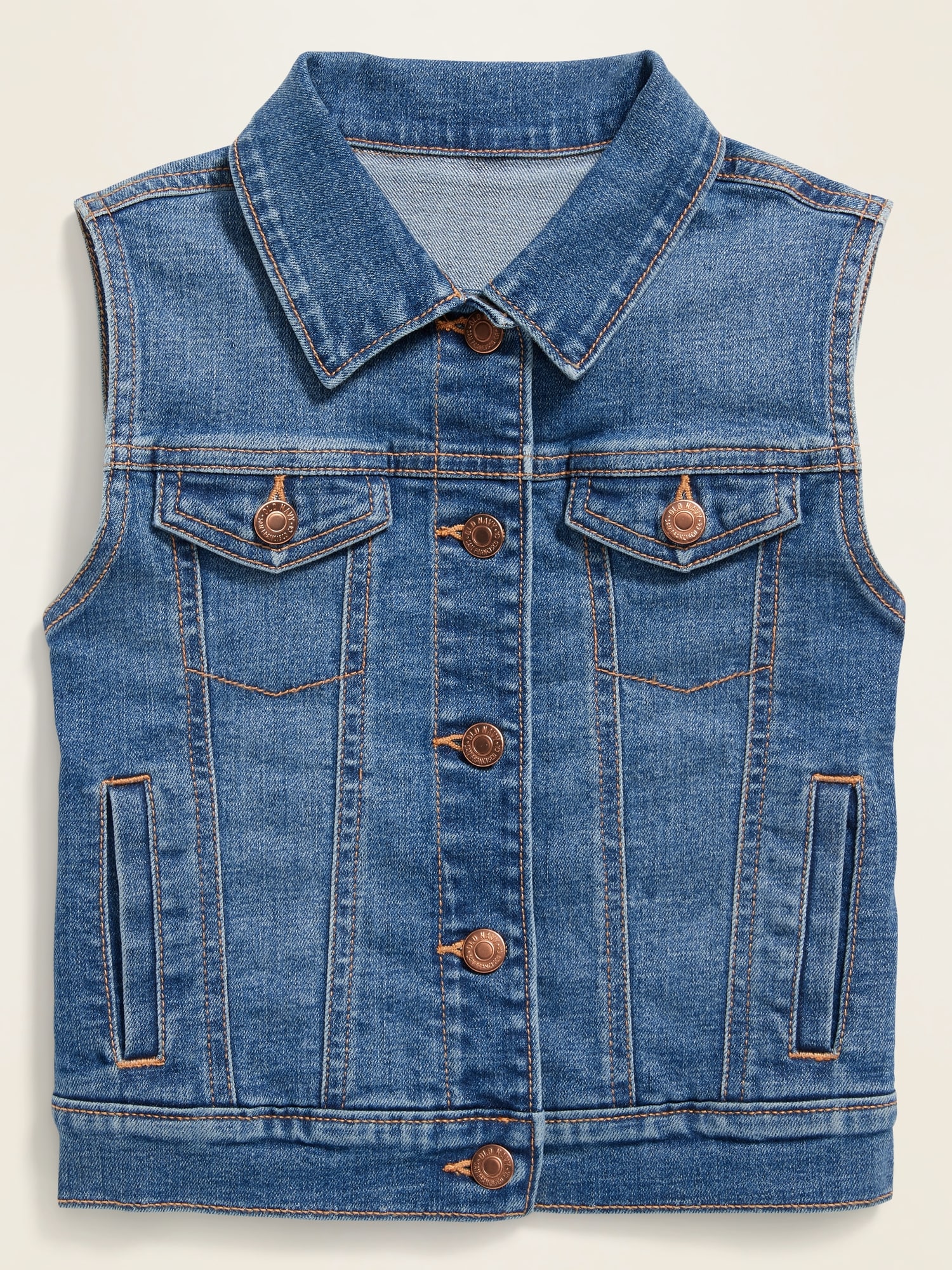 Old Navy Girls' Fitted Button-Font Jean Vest Blue Regular Size S