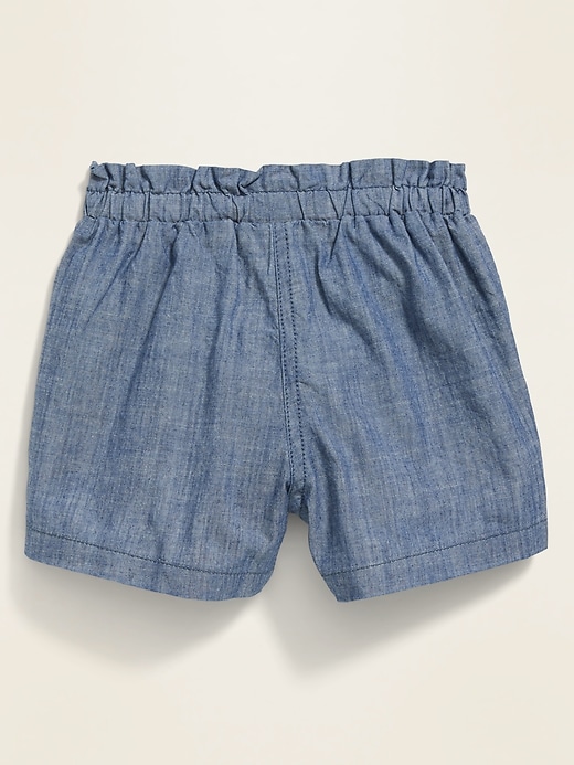 View large product image 2 of 3. Chambray Paperbag-Waist Pull-On Shorts for Toddler Girls