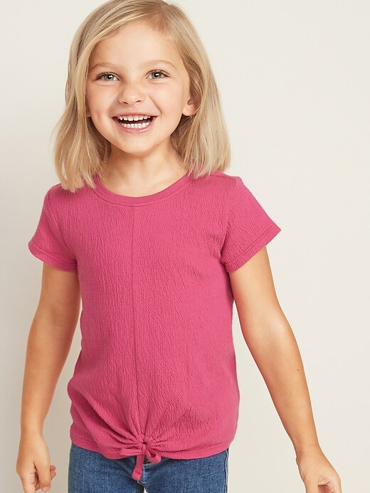 View large product image 1 of 1. Relaxed Tie-Hem Textured Top for Toddler Girls