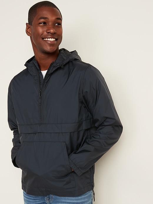 Image number 1 showing, Water-Resistant Packable 1/2-Zip Hooded Jacket
