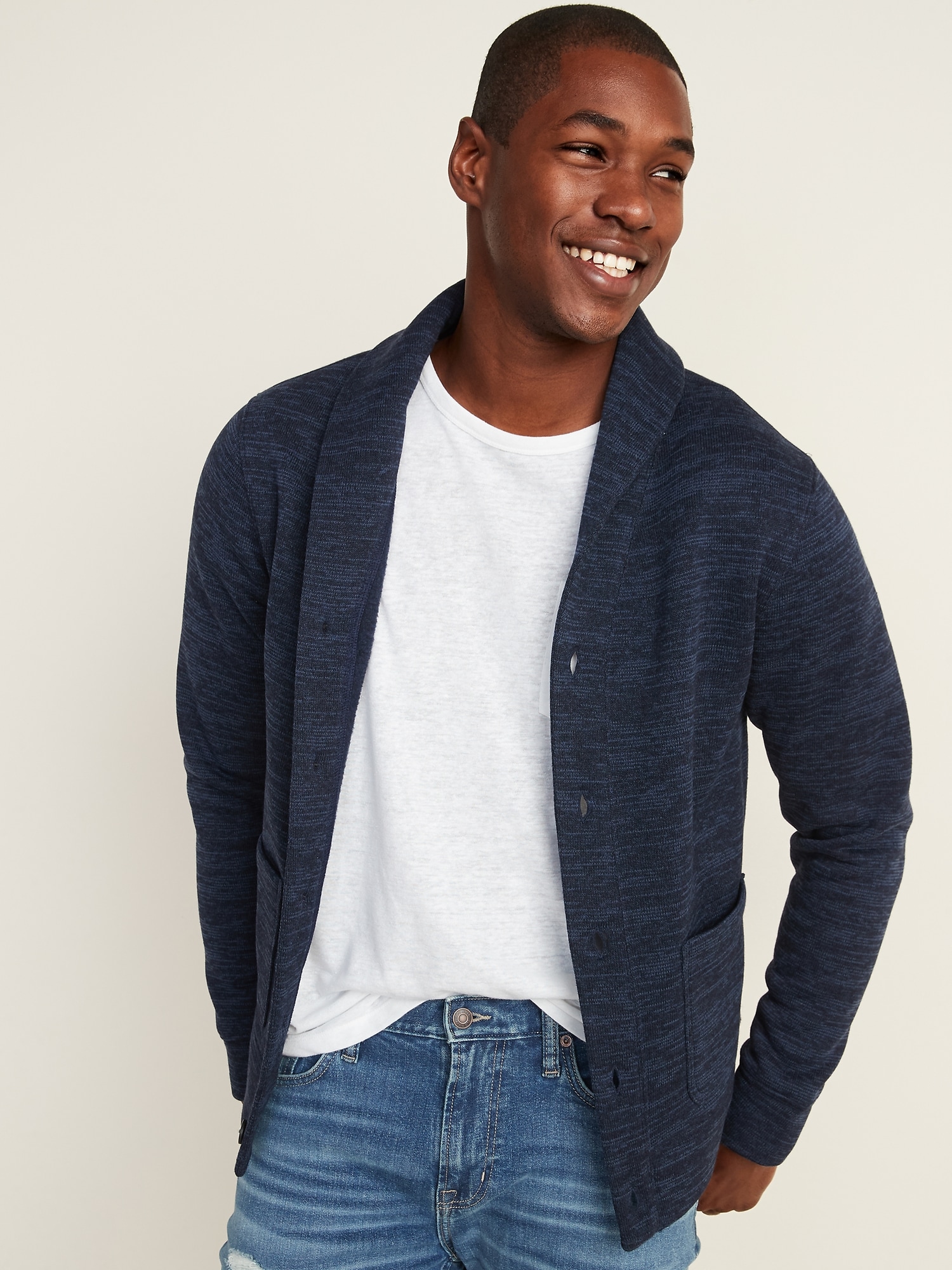 Navy shawl 2025 collar cardigan