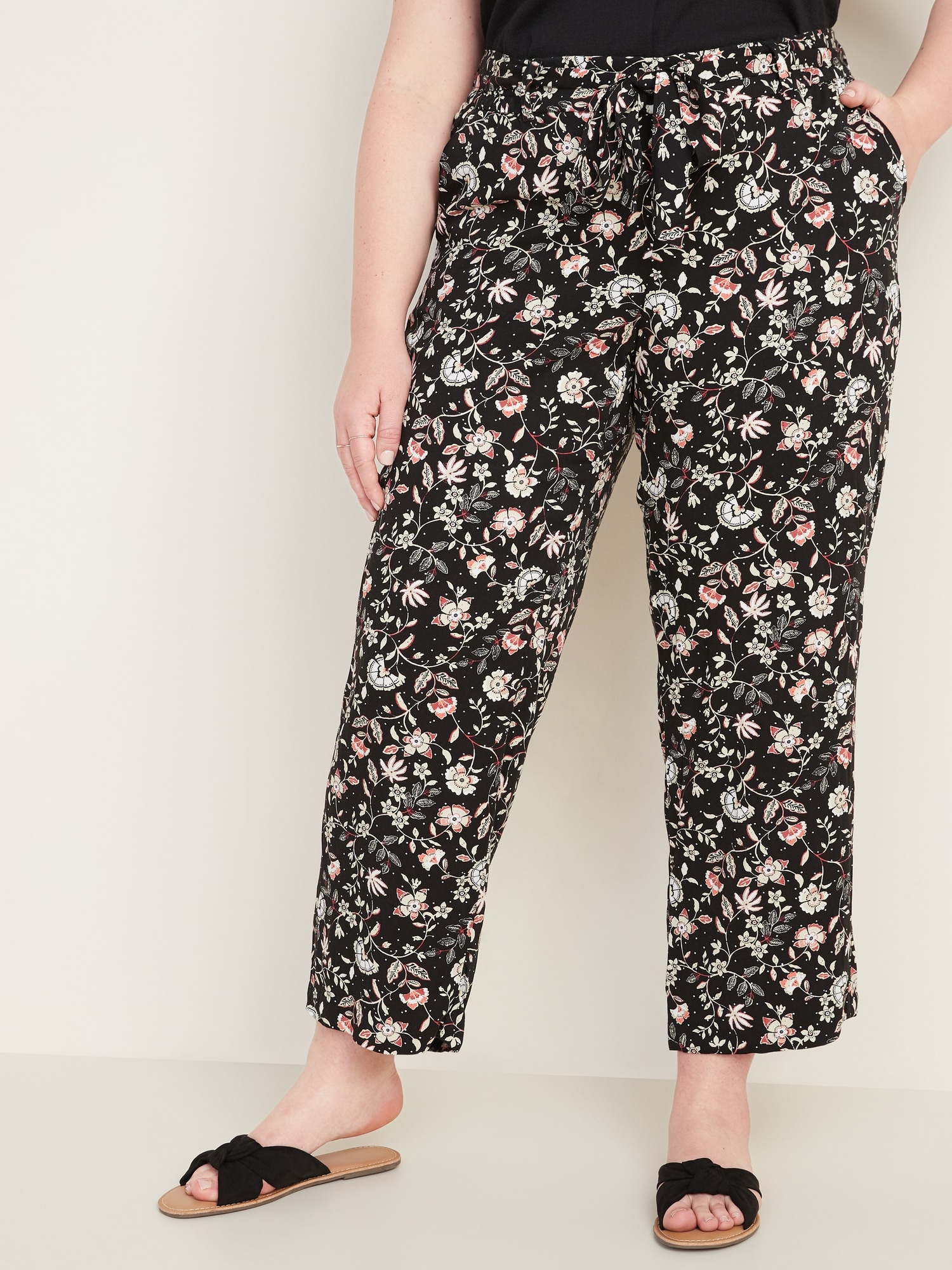 Tie-belt printed palazzo pant