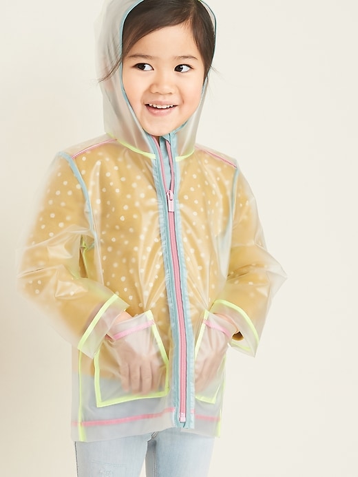 View large product image 1 of 4. Water-Resistant Hooded Rain Jacket for Toddler Girls