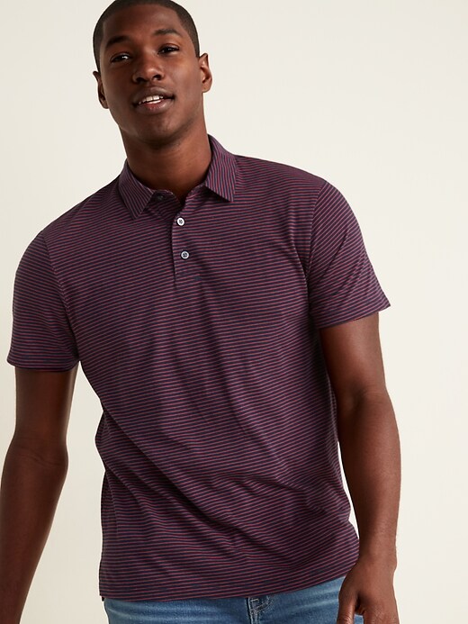 View large product image 1 of 1. Soft-Washed Striped Jersey Polo