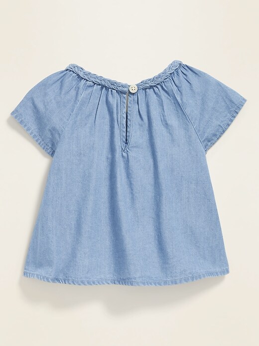 View large product image 2 of 2. Chambray Braided-Neck Blouse for Baby