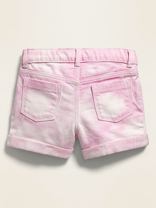 View large product image 2 of 3. Pink Tie-Dyed Jean Shorts for Toddler Girls