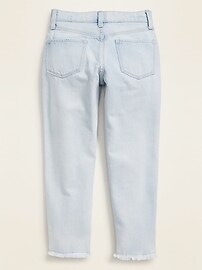 View large product image 3 of 3. High-Waisted Boyfriend Button-Fly Raw-Hem Jeans for Girls