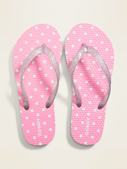 View large product image 1 of 1. Polka-Dot Glitter-Strap Flip-Flops for Girls