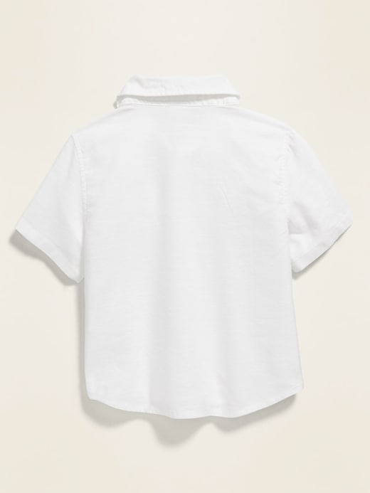 Voir une image plus grande du produit 2 de 2. Chemise oxford à manches courtes en tricot grège pour bébé