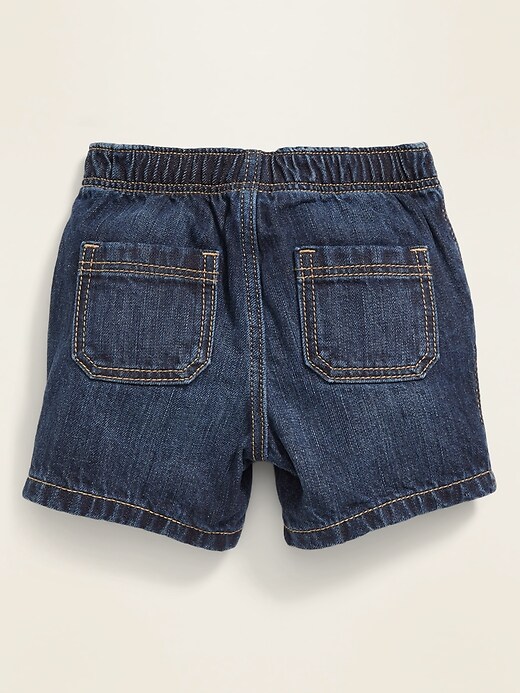 View large product image 2 of 2. Unisex Dark-Wash Pull-On Jean Shorts for Baby