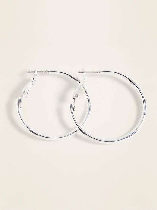 Old Navy Silver-Toned Hoop Earrings for Women. 1