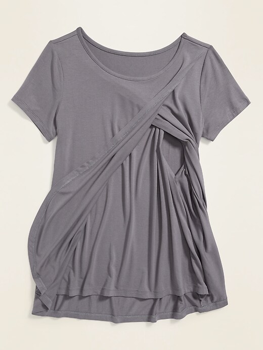 Image number 4 showing, Maternity Cross-Front Jersey Nursing Tee