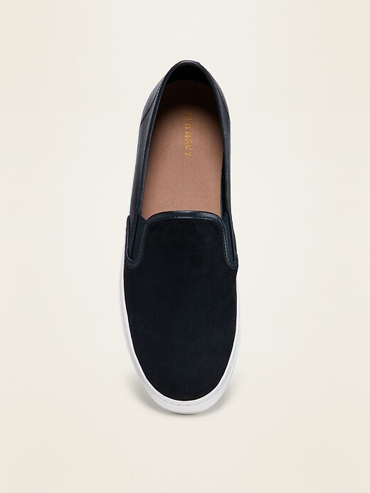 Image number 3 showing, Faux-Suede/Faux-Leather Slip-On Sneakers
