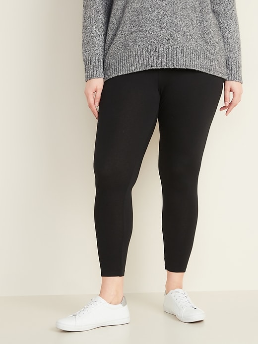 View large product image 1 of 3. High-Waisted Plus-Size Jersey Leggings
