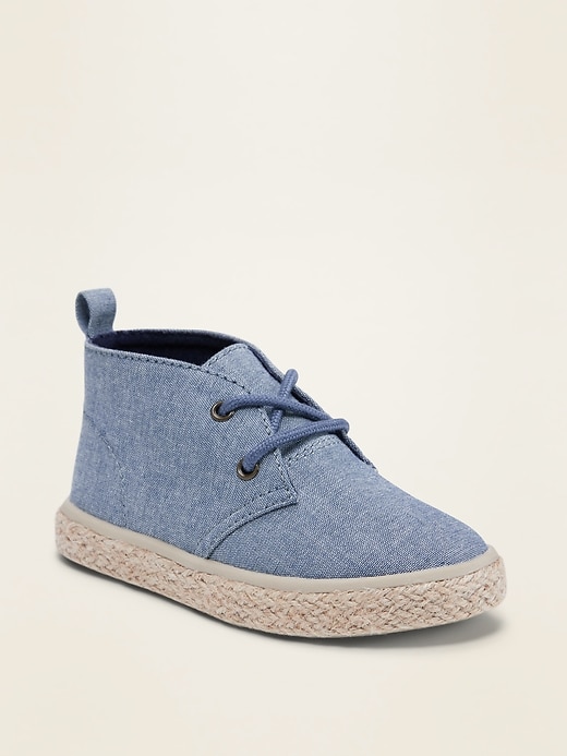 View large product image 1 of 4. Chambray Lace-Up Sneakers for Toddler Boys