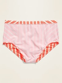 View large product image 3 of 3. High-Waisted Neon-Stripe Secret-Slim Plus-Size Swim Bottoms