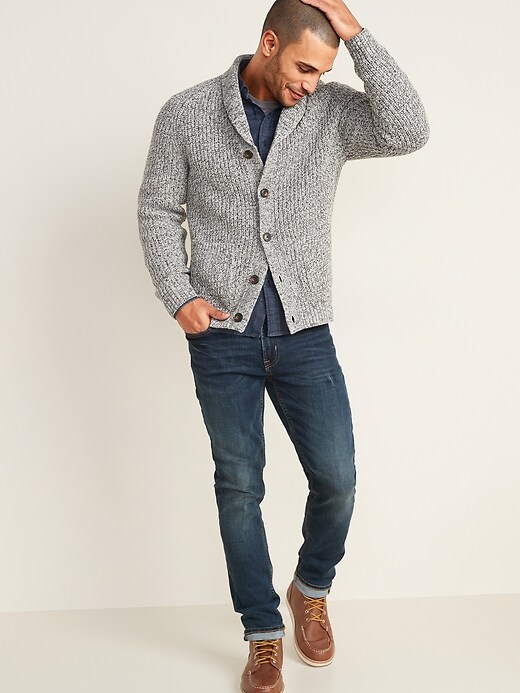 Image number 3 showing, Marled Shawl-Collar Button-Front Cardigan