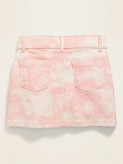 View large product image 2 of 3. Pink Tie-Dye Button-Fly Jean Skirt for Toddler Girls
