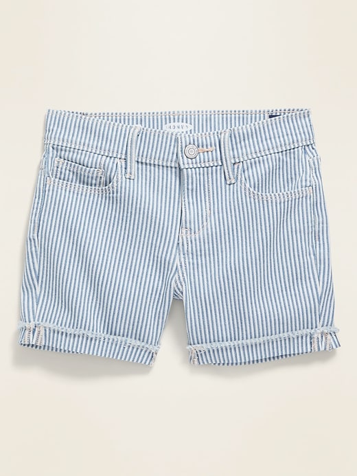 View large product image 2 of 3. Pin-Stripe Jean Midi Shorts for Girls