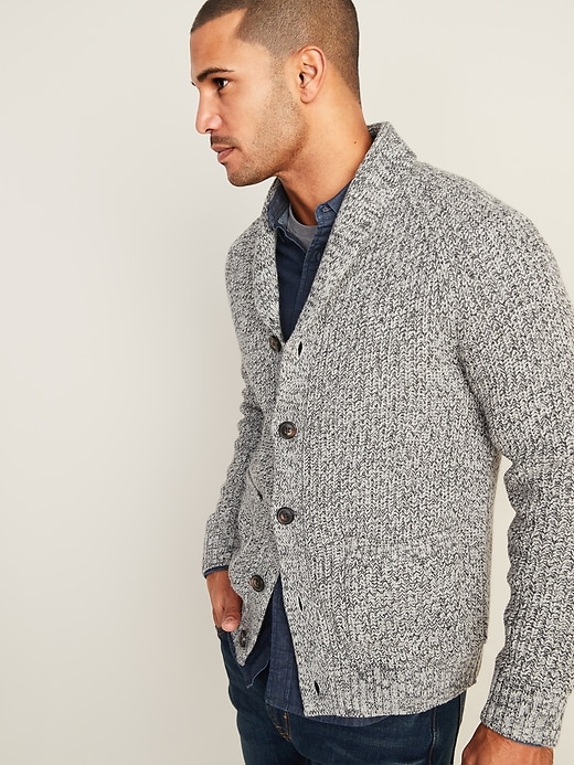 Image number 4 showing, Marled Shawl-Collar Button-Front Cardigan
