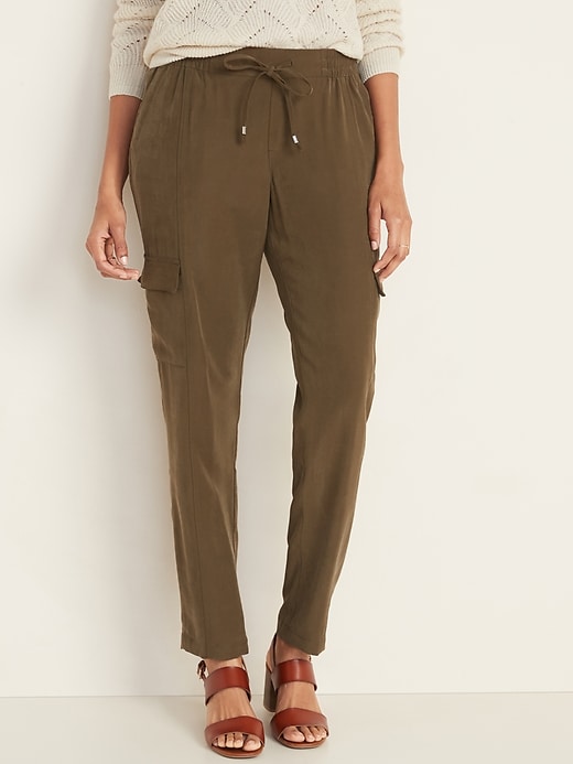 View large product image 1 of 3. Mid-Rise Soft Pull-On Cargo Pants for Women