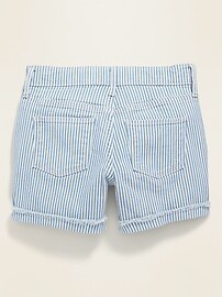 View large product image 3 of 3. Pin-Stripe Jean Midi Shorts for Girls