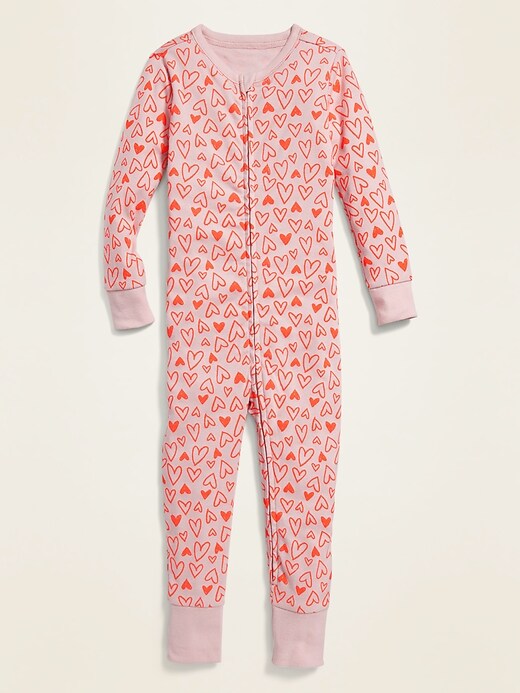 View large product image 1 of 2. Pink-Print Pajama One-Piece for Toddler & Baby