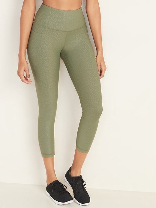 View large product image 1 of 1. High-Waisted PowerSoft Side-Pocket Crop Leggings
