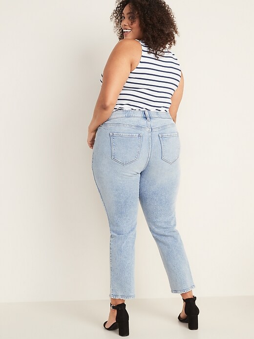 High-Waisted Secret-Slim Pockets + Waistband Power Slim Straight Plus-Size  Jeans