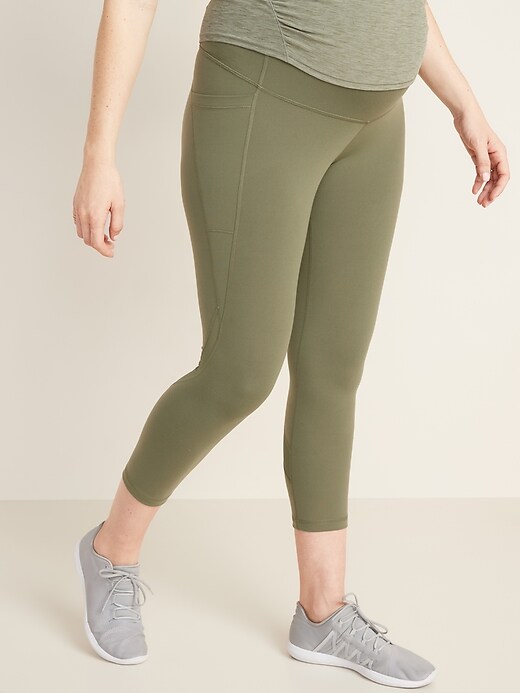 View large product image 1 of 3. Maternity High-Waisted Elevate Compression Side-Pocket Crop Leggings