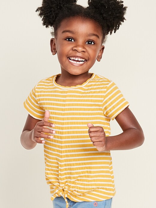View large product image 1 of 4. Striped Textured-Knit Tie-Hem Top for Toddler Girls