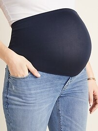 View large product image 3 of 3. Maternity Full-Panel Distressed Boyfriend Straight Jeans