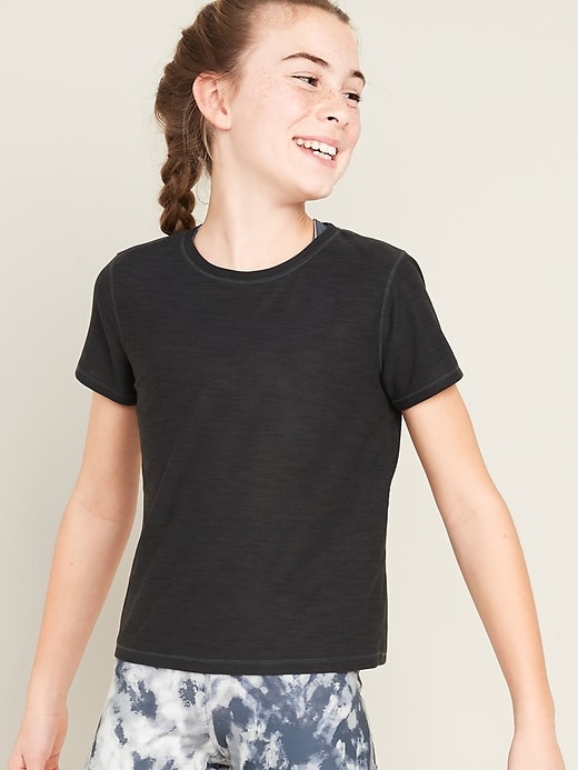 View large product image 1 of 4. Ultra-Soft Breathe ON Go-Dry Keyhole-Back Tee for Girls