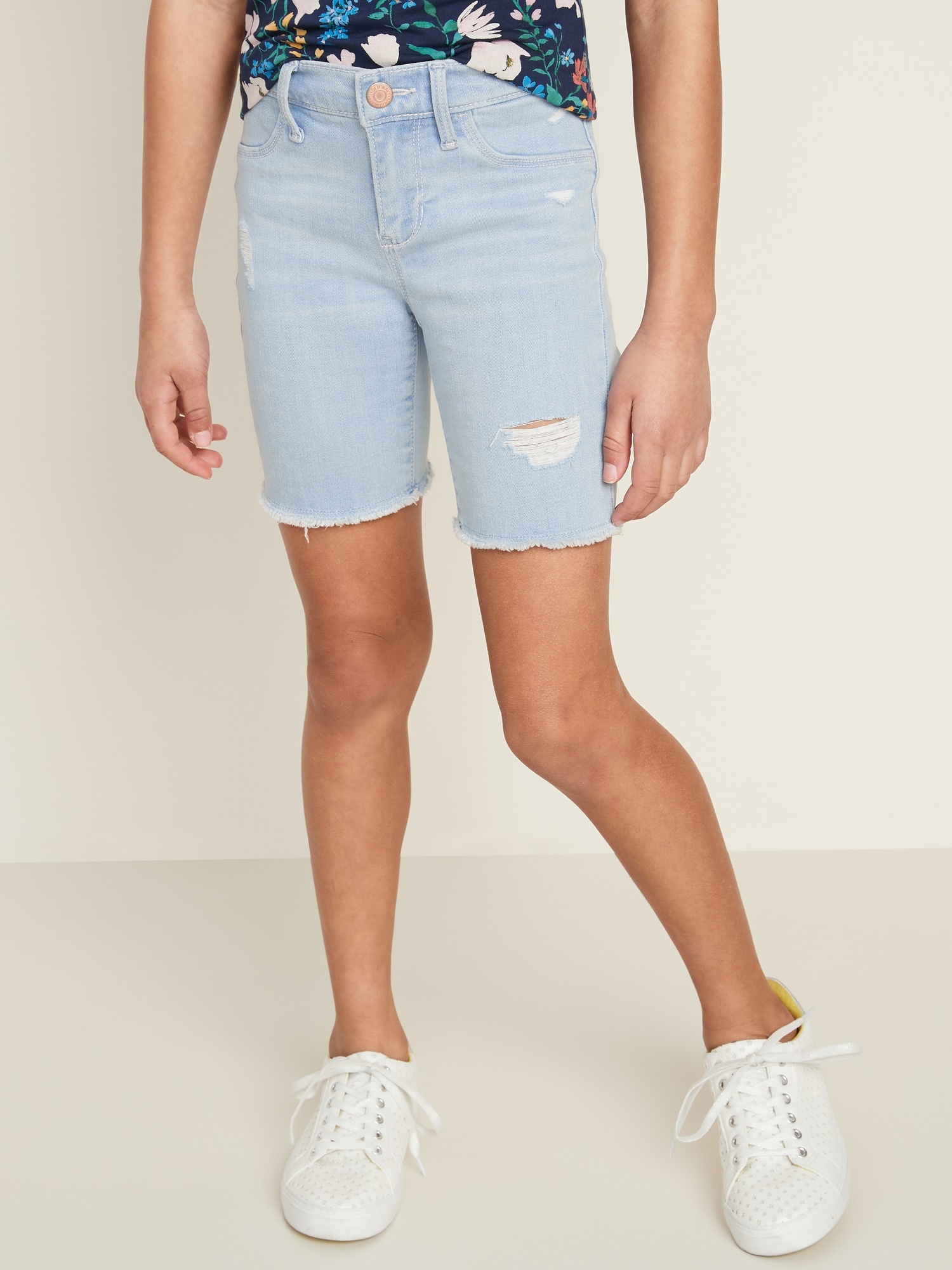 Ballerina 360° Stretch Distressed Cut-Off Jean Shorts for Girls