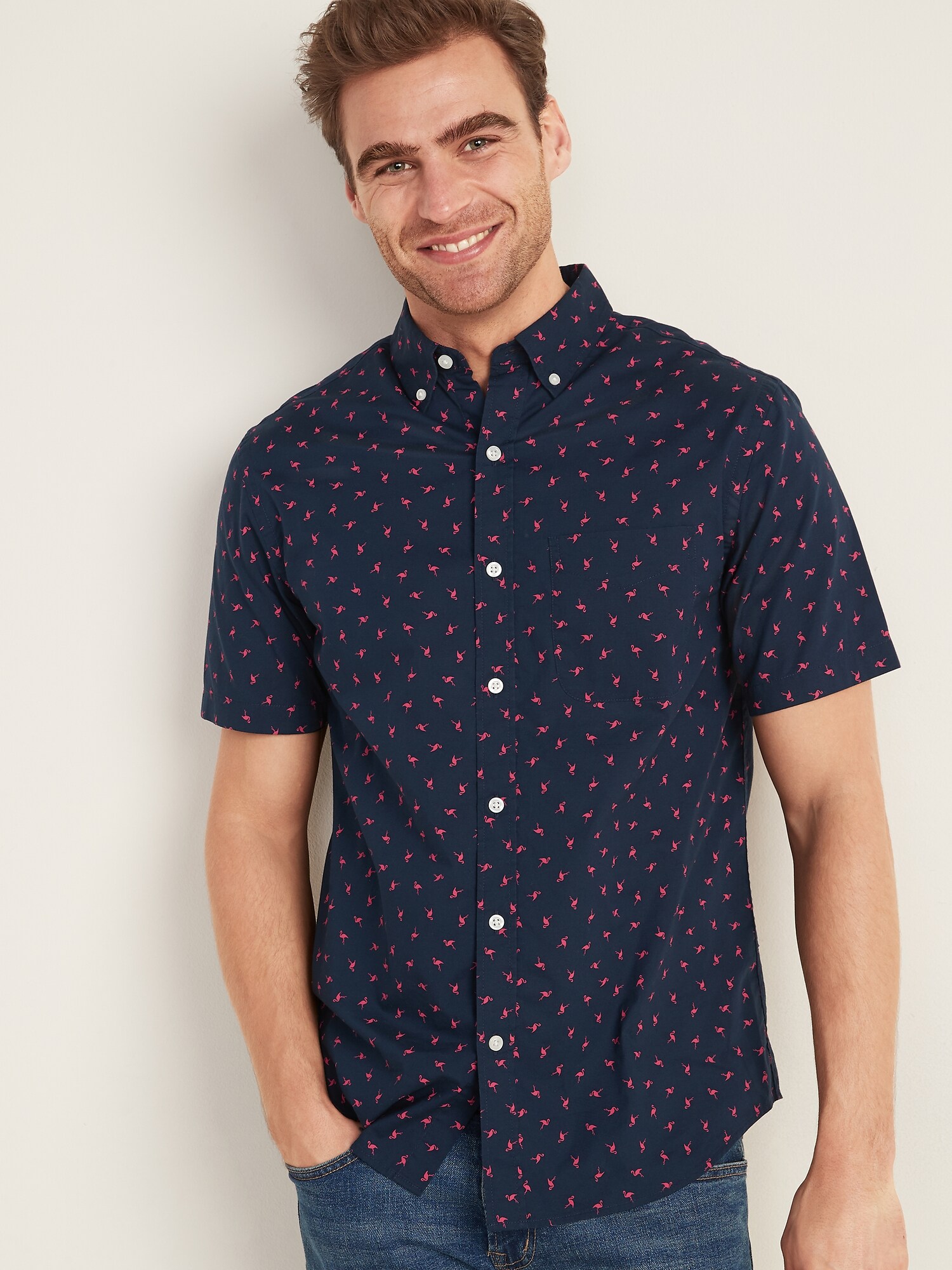 Navy blue sale short sleeve shirts