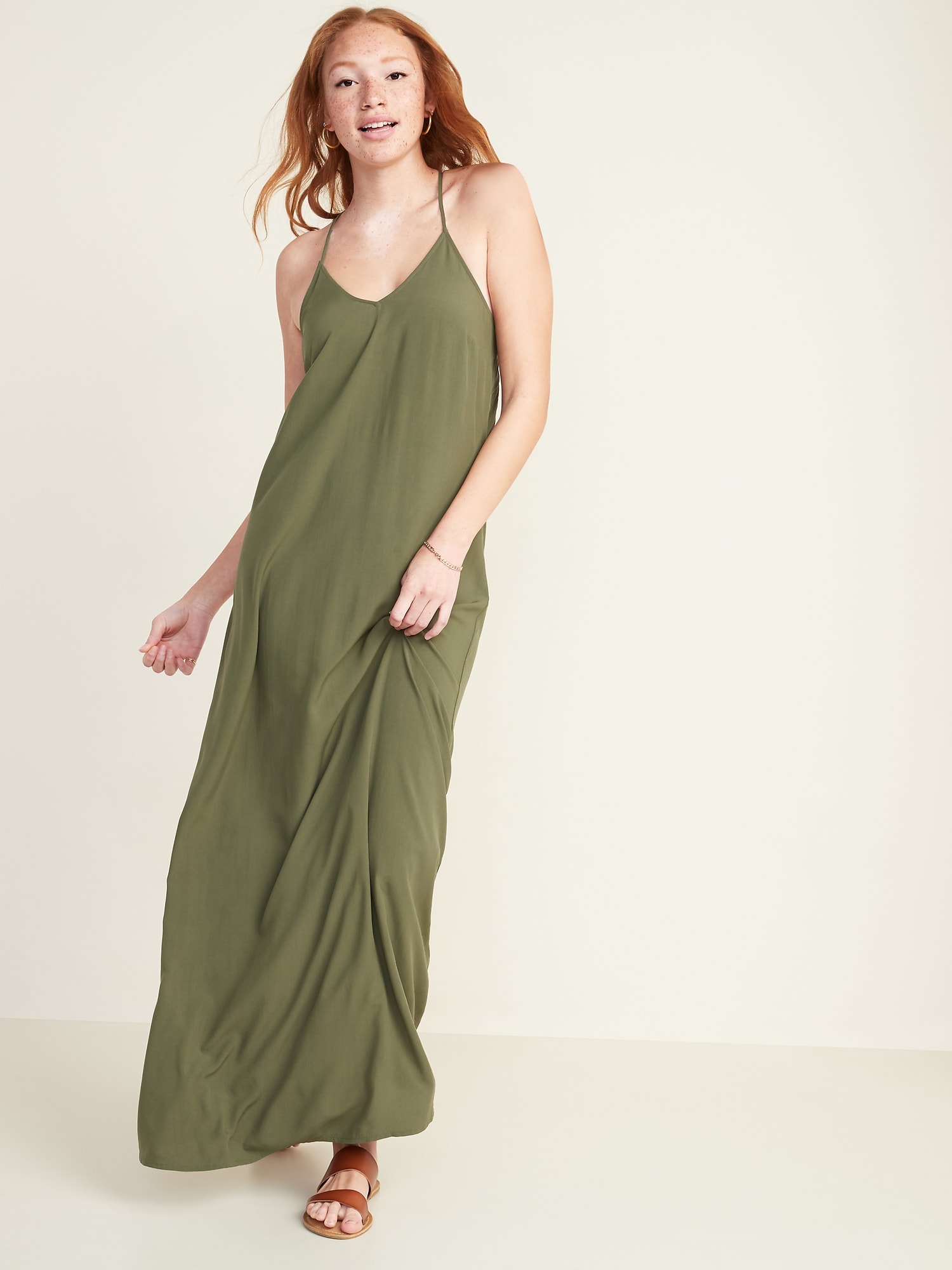 V neck store maxi shift dress