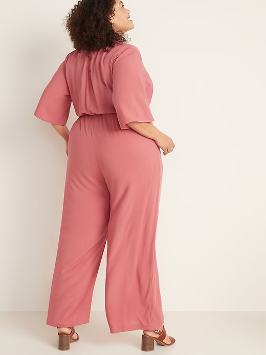 Image number 2 showing, Wrap-Front Plus-Size Bell-Sleeve Jumpsuit