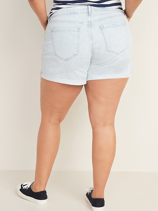 View large product image 2 of 3. Mid-Rise Plus-Size Boyfriend Jean Shorts -- 5-inch inseam
