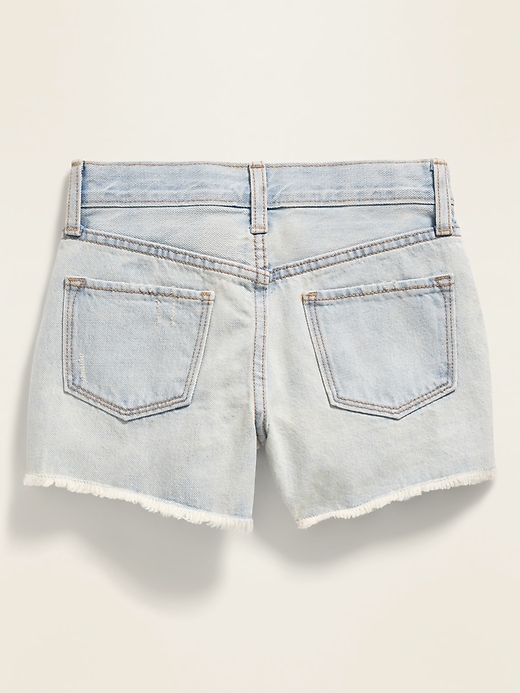 View large product image 2 of 3. High-Waisted Button-Fly Distressed Frayed-Hem Jean Shorts for Girls