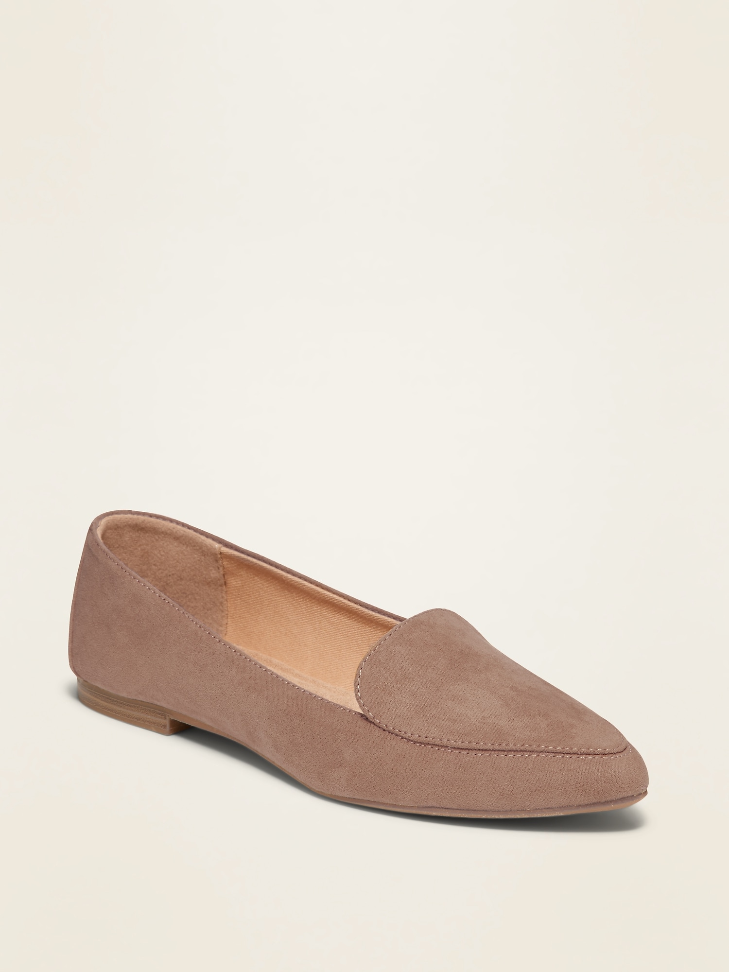 Faux-Suede Pointy-Toe Loafers for Women 