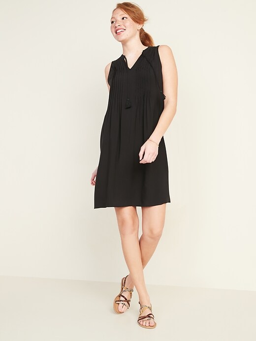 Image number 1 showing, Sleeveless Tie-Neck Swing Dress for Women