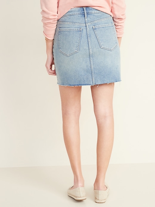 Image number 2 showing, High-Waisted Frayed-Hem Jean Skirt for Women